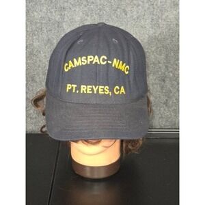 Vintage CAMSPAC-NMC Pt Reyes CA Navy Blue Snapback Hat Mens California Military